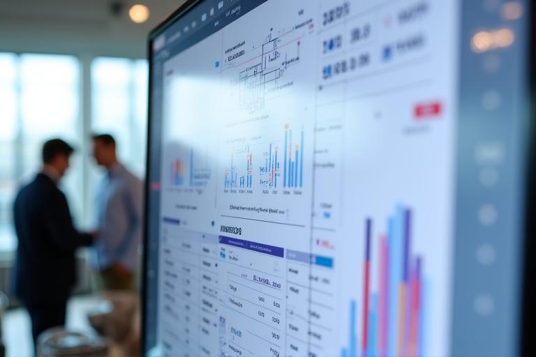A sleek dashboard showing AI-generated task priorities and data visualizations