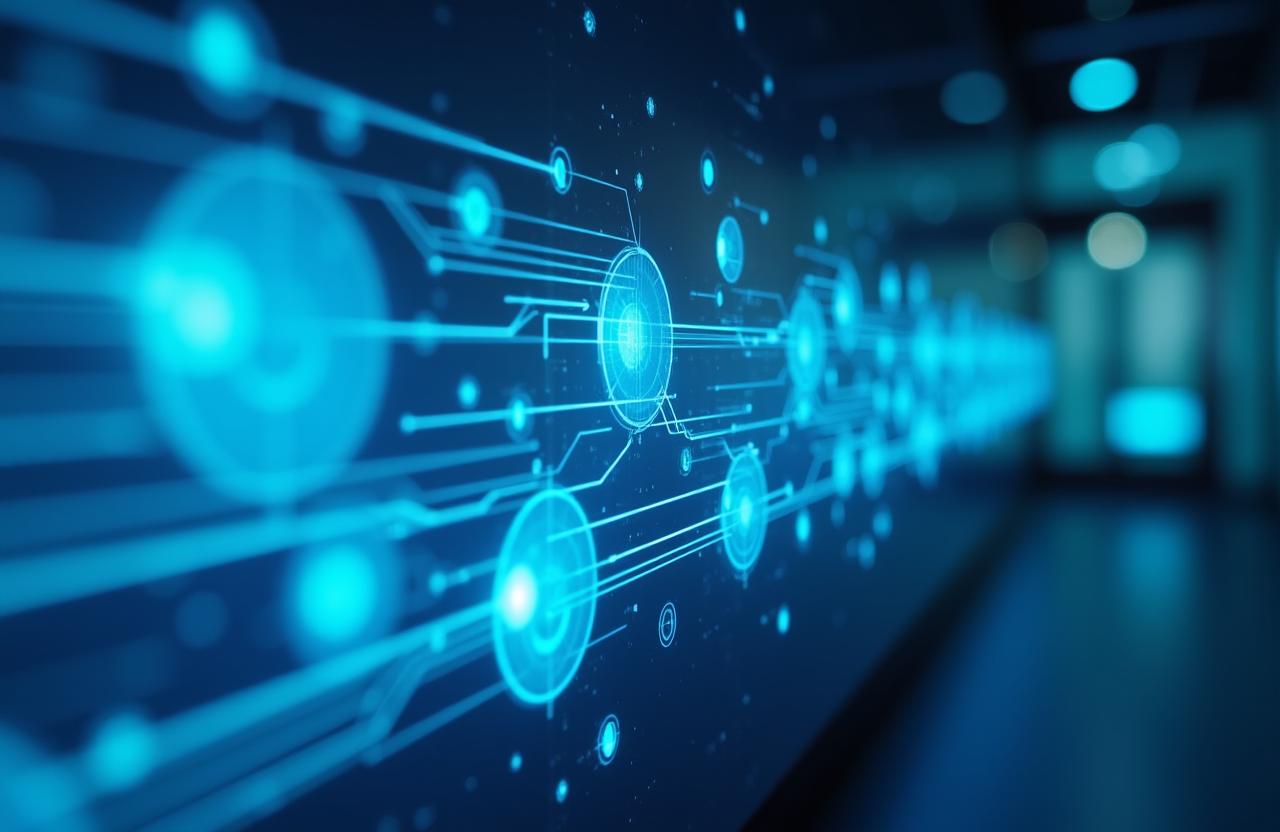Illustration of intelligent workflow automation and AI data processing
